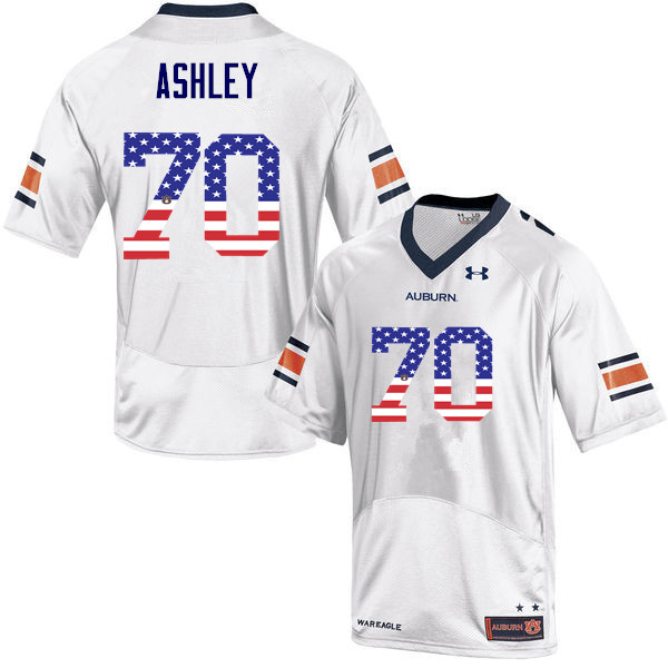 Men #70 Calvin Ashley Auburn Tigers USA Flag Fashion College Football Jerseys-White
